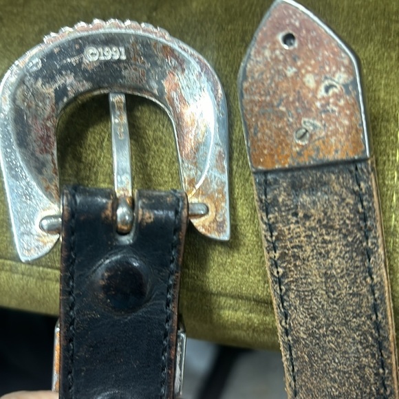 Brighton brown and silver leather braided vintage belt size 34 style 65803 - Picture 11 of 15